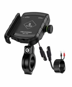 Yellowfin Jaw Grip Bike Mobile Phone Holder With Fast USB QC 3.0 Charger & SAE Pin - M8C Black-Yellowfin