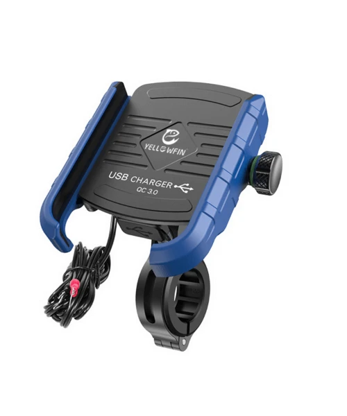 Yellowfin Jaw-grip Fast QC 3.0 Mobile Holder With Charger For Bikes & Scooters - M8 Blue-Yellowfin 3 Yellowfin Jaw-grip Fast QC 3.0 Mobile Holder With Charger For Bikes & Scooters - M8 Blue-Yellowfin