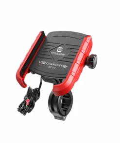 Yellowfin Jaw-grip Fast QC 3.0 Mobile Holder With Charger For Bikes & Scooters - M8 Red-Yellowfin
