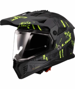 LS2 MX436 Pioneer II Dual Sport Helmet ECE 22.06 - Crazy Matt Black Hi Viz Yellow-LS2
