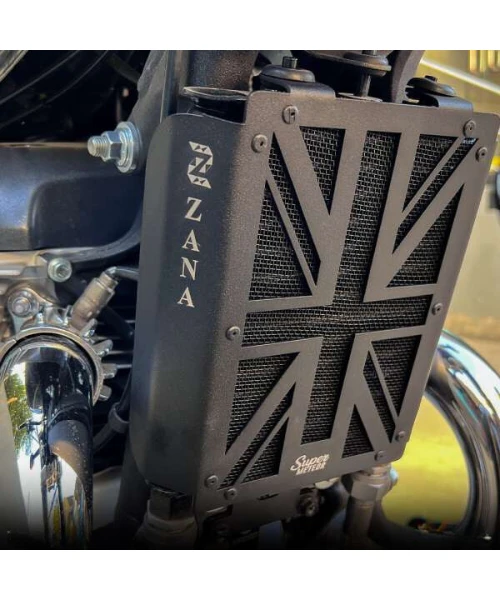 Zana UK Flag Radiator Guard For Royal Enfield Super Meteor 650 Black - ZI-8285-Zana 4 Zana UK Flag Radiator Guard For Royal Enfield Super Meteor 650 Black - ZI-8285-Zana - Image 2