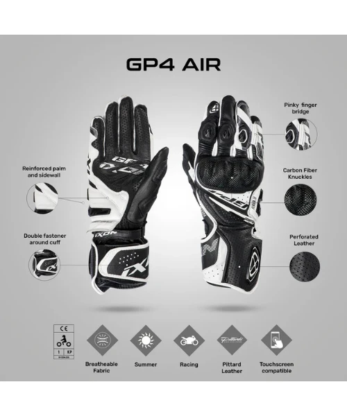 Ixon GP4 Air Riding Gloves - Black White-Ixon 12 Ixon GP4 Air Riding Gloves - Black White-Ixon - Image 10