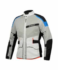 Ixon M-NJORD Riding Jacket - Light Grey Blue Neon Red-Ixon