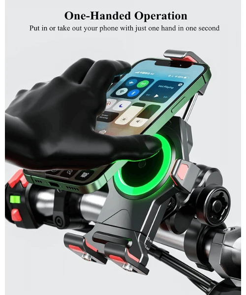 Yellowfin Aluminium Alloy Motorcycle Phone Mount With Vibration Dampener Secure Anti-Theft Lock | One-Push Auto Lock Handlebar M23-A1-Pro Elite - With Charger-Yellowfin 4 Yellowfin Aluminium Alloy Motorcycle Phone Mount With Vibration Dampener Secure Anti-Theft Lock | One-Push Auto Lock Handlebar M23-A1-Pro Elite - With Charger-Yellowfin - Image 2