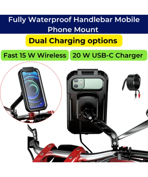 Yellowfin Fully Waterproof Mirror Mount Mobile Phone Holder With Wireless Charger - M18L-A2 Mirror Mount-Yellowfin 4 Yellowfin Fully Waterproof Mirror Mount Mobile Phone Holder With Wireless Charger - M18L-A2 Mirror Mount-Yellowfin - Image 2