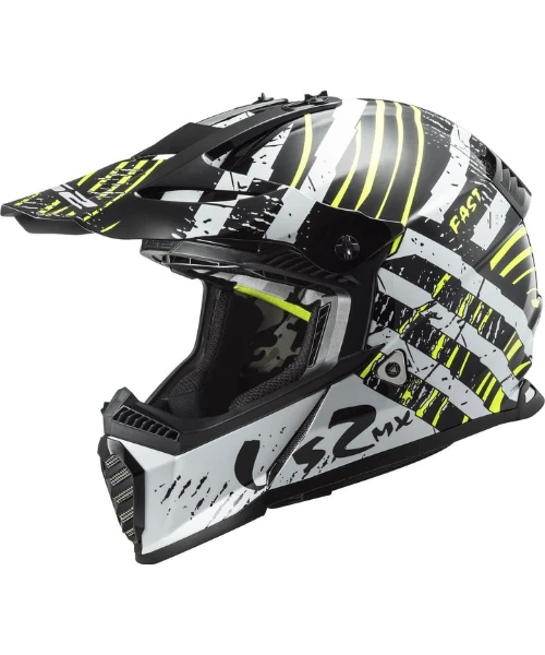 LS2 MX437 Fast Evo Verve Motocross Helmet - Black White-LS2 4 LS2 MX437 Fast Evo Verve Motocross Helmet - Black White-LS2 - Image 2