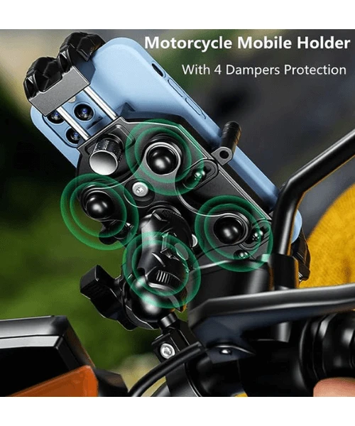 Yellowfin Anti-Shake Motorcycle Mobile Damper Holder Bike Mount Without Charger - M26-C1 Pro Handlebar-Yellowfin 4 Yellowfin Anti-Shake Motorcycle Mobile Damper Holder Bike Mount Without Charger - M26-C1 Pro Handlebar-Yellowfin - Image 2