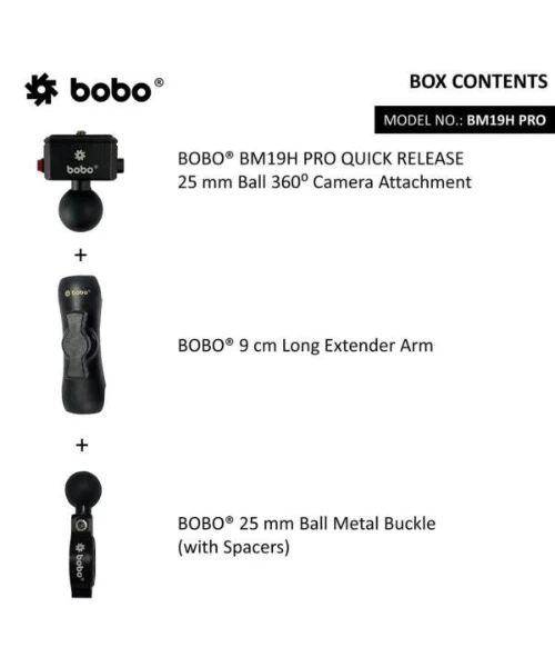 BOBO 360 Degree Camera Mount - Black - BM19H PRO-BOBO 4 BOBO 360 Degree Camera Mount - Black - BM19H PRO-BOBO - Image 2