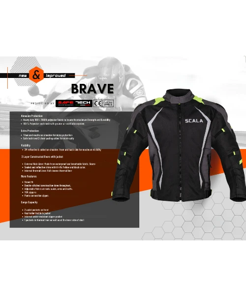 Scala Brave Riding Jacket - Black Grey Neon-Scala Gears 7 Scala Brave Riding Jacket - Black Grey Neon-Scala Gears - Image 5