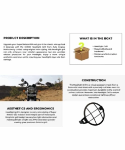 Auto Engina Super Meteor 650 Headlight Guard - Black-Auto Engina -Motorcycle Riding Equipment Store 3 177 0c94e85f 5f95 4536 bfd9 e552474f9fb6