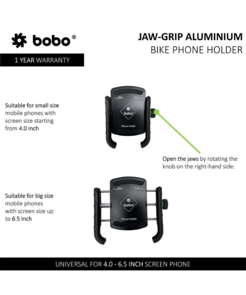 BOBO BM4 Jaw-Grip Bike / Cycle Phone Holder Motorcycle Mobile Mount - Black-BOBO 5 BOBO BM4 Jaw-Grip Bike / Cycle Phone Holder Motorcycle Mobile Mount - Black-BOBO - Image 3