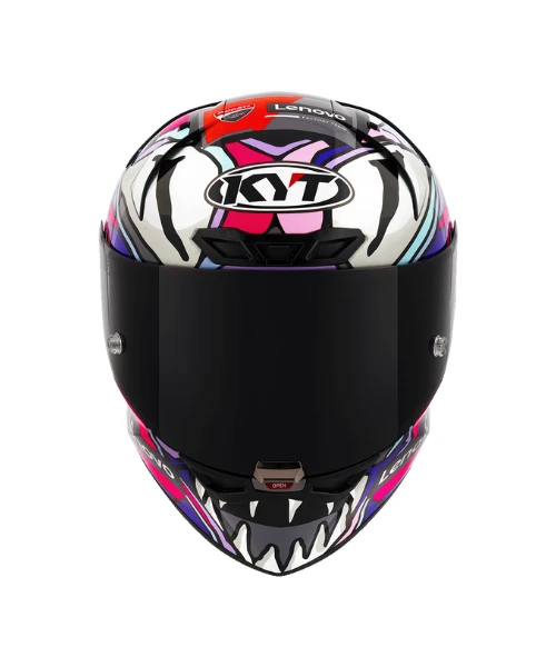 KYT Bastianini REP 2023 With Sponsor Helmet - Gloss White Blue-KYT Helmets 5 KYT Bastianini REP 2023 With Sponsor Helmet - Gloss White Blue-KYT Helmets - Image 3