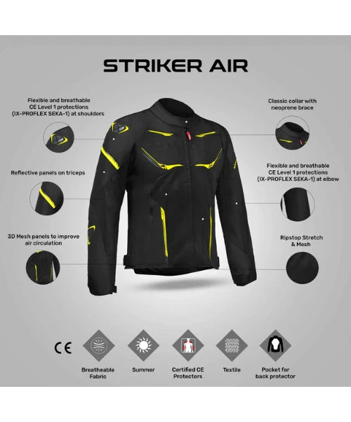 Ixon Striker Air Riding Jacket - Black Anthracite Yellow-Ixon 5 Ixon Striker Air Riding Jacket - Black Anthracite Yellow-Ixon - Image 3