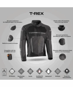 Ixon T-Rex Riding Jacket - Black Grey White-Ixon 8 Ixon T-Rex Riding Jacket - Black Grey White-Ixon -Motorcycle Riding Equipment Store 3 70a9682e a431 4514 9119 f790fe0408cd