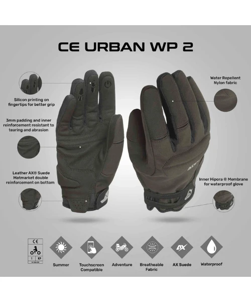 Acerbis Urban WP CE Riding Gloves - Black-Acerbis 5 Acerbis Urban WP CE Riding Gloves - Black-Acerbis - Image 3