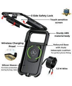 Yellowfin Fully Waterproof Mirror Mount Mobile Phone Holder With Wireless Charger - M18L-A2 Mirror Mount-Yellowfin 12 Yellowfin Fully Waterproof Mirror Mount Mobile Phone Holder With Wireless Charger - M18L-A2 Mirror Mount-Yellowfin -Motorcycle Riding Equipment Store 4 143