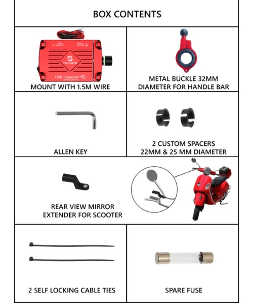 Yellowfin Claw-grip 2.5 A USB Mobile Holder With Charger For Bikes - M6 Red-Yellowfin 7 Yellowfin Claw-grip 2.5 A USB Mobile Holder With Charger For Bikes - M6 Red-Yellowfin - Image 5