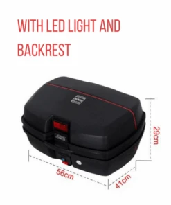 JDR 45 Litres Top Box With LED Light And Backrest-JDR -Motorcycle Riding Equipment Store 45 LTRS