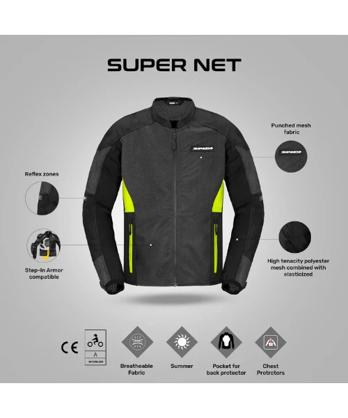 Spidi Super Net Riding Jacket - Black Yellow-Spidi 6 Spidi Super Net Riding Jacket - Black Yellow-Spidi - Image 4