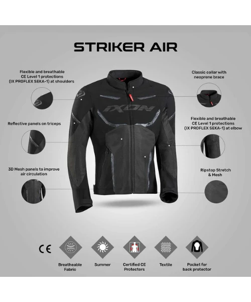 Ixon Striker Air Riding Jacket - Black Anthracite-Ixon 6 Ixon Striker Air Riding Jacket - Black Anthracite-Ixon - Image 4