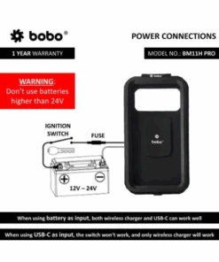 BOBO Fully Waterproof Bike Phone Holder With Vibration Controller (with Fast 15W Wireless Charger And USB-C Input/Output Port) Motorcycle Mobile Mount - Black - Handlebar Attachment - BM11H PRO-BOBO 13 BOBO Fully Waterproof Bike Phone Holder With Vibration Controller (with Fast 15W Wireless Charger And USB-C Input/Output Port) Motorcycle Mobile Mount - Black - Handlebar Attachment - BM11H PRO-BOBO -Motorcycle Riding Equipment Store 4 c29b4a0f cd42 4b45 8d7f 5b03101cbfa9