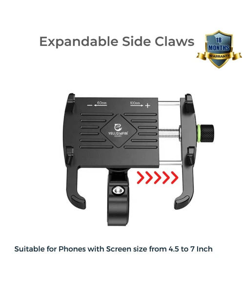 Yellowfin Claw Grip Aluminium Alloy Phone Holder Mount 360 Roatation - M6S-1 Black-Yellowfin 6 Yellowfin Claw Grip Aluminium Alloy Phone Holder Mount 360 Roatation - M6S-1 Black-Yellowfin - Image 4