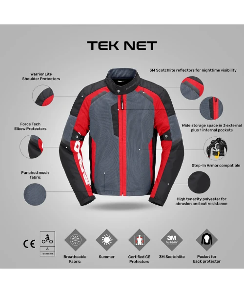 Spidi Tek Net Riding Jacket - Red-Spidi 7 Spidi Tek Net Riding Jacket - Red-Spidi - Image 5