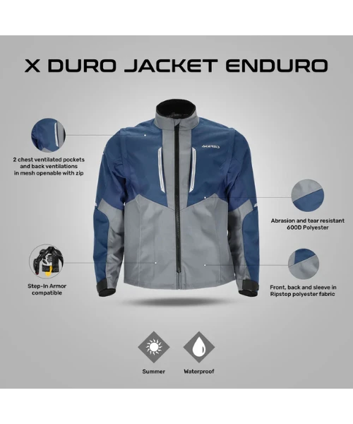 Acerbis X-Duro Enduro Riding Jacket - Blue Grey-Acerbis 8 Acerbis X-Duro Enduro Riding Jacket - Blue Grey-Acerbis - Image 6
